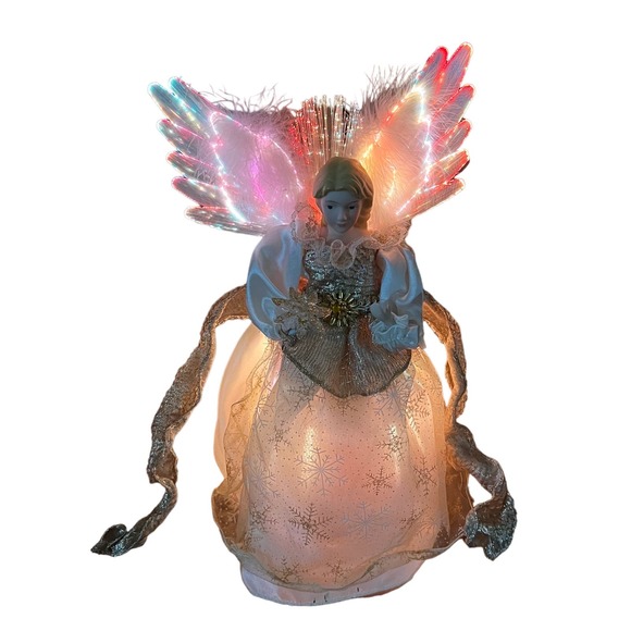 Trim A Home | Holiday | Vintage Christmas Tree Topper 5 Fiber Optic ...